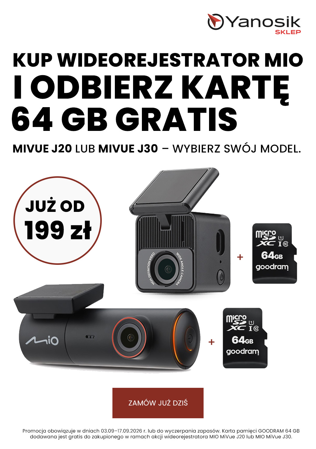 Wideorejestrator Mio Mivue FullHD/120 Wi-Fi + karta pamięci 64GB